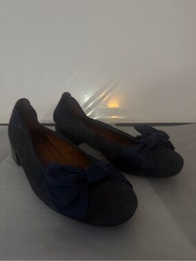 Hispanistas Navy Suede Bow Ballet Flats for Women